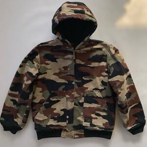 Walls Blizzard Pruf Youth Boys Camo Canvas Hooded Jacket Size 16/18